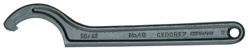 GEDORE Hook spanner with lug, for Slotted nuts, AF 40-42 mm, Tip dia. 5 mm, Ratchet spanner, 40 40-42