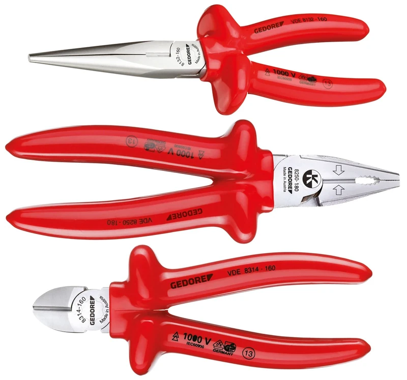 Gedore VDE S 8003 VDE Pliers Set with VDE Dipped Insulation 3 pcs
