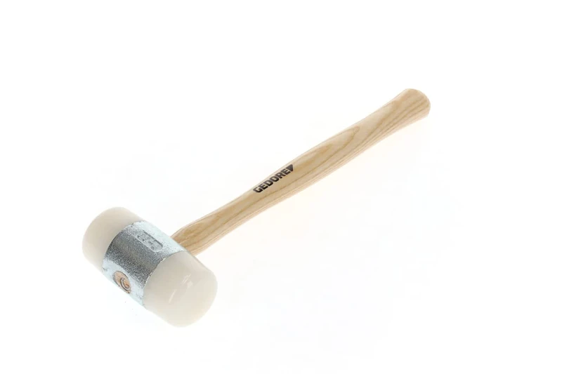 GEDORE Nylon Hammer with Wooden Handle, Leather Hammer, Dia. 60 mm, Hammer with ash Wood Handle, Tool, Forged, 225 E-60