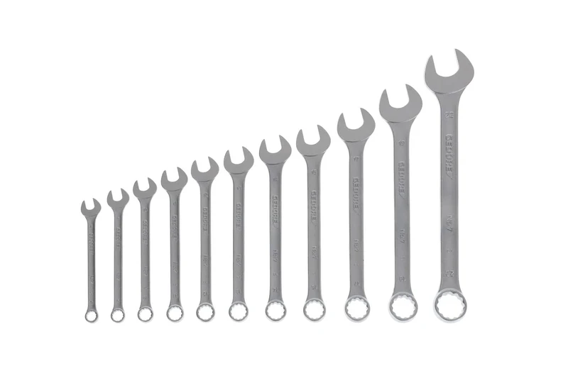 GEDORE 12-pc. Combination spanner set, AF 8-22 mm, 15° angled, Bi-hex, UD profile, Spanner set, 7-011