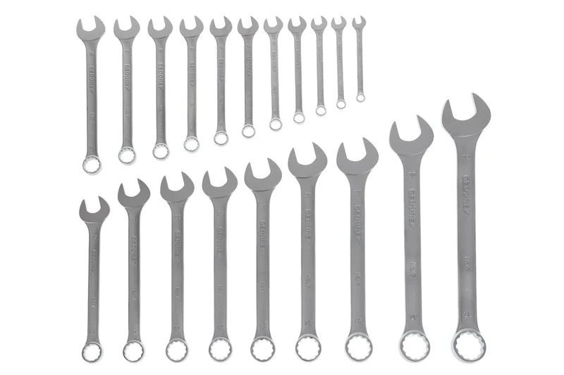 GEDORE 20-pc. Combination spanner set, AF 8-32 mm, 15° angled, Bi-hex, UD profile, Spanner set, 7-020