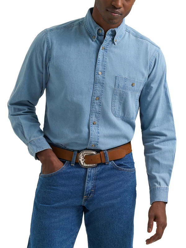 Wrangler Men's Denim Shirt, Denim, XL