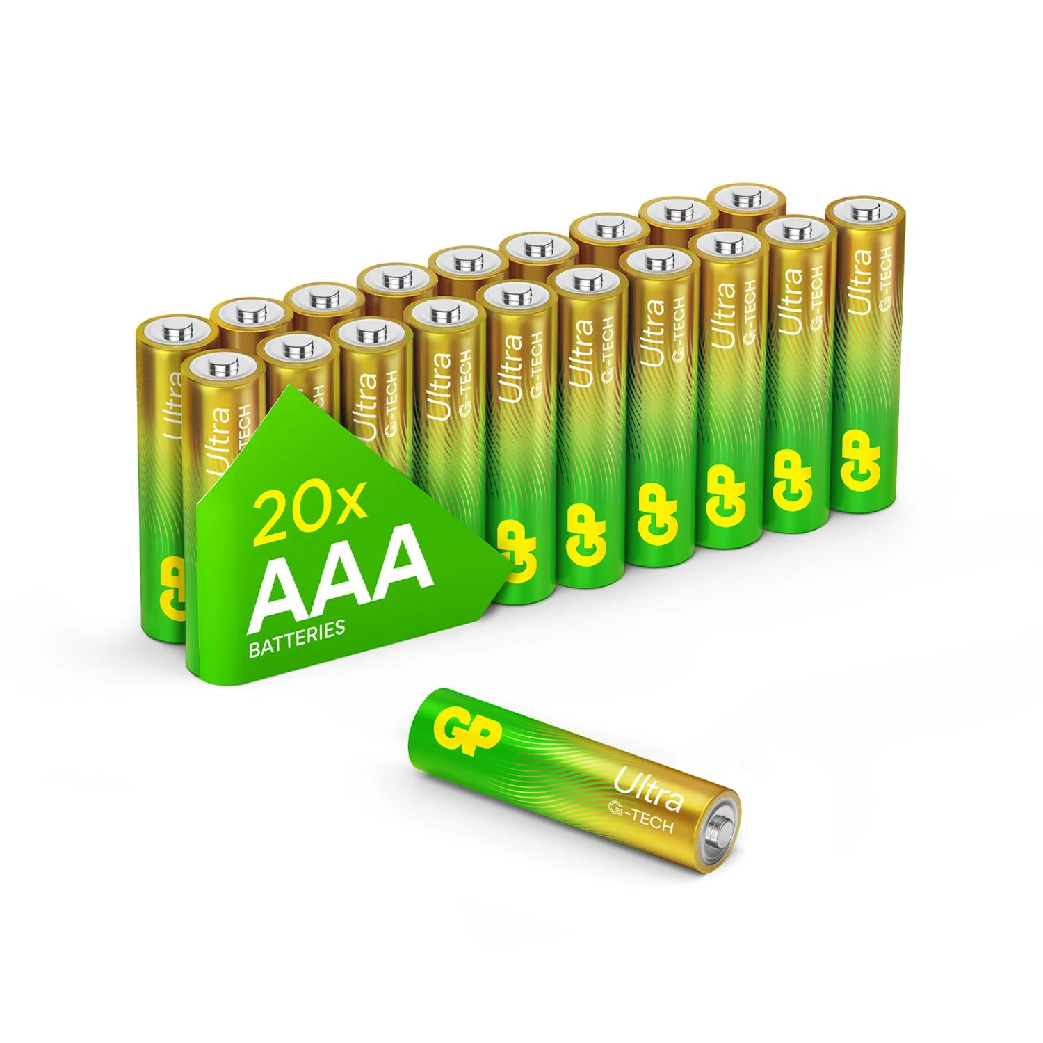 Ultra Alkaline Triple A Batteries, Long Lasting Power - Ideal for Camera, Alarm & Industrial Use - 10-Year Shelf Life - 20 Pack by GP AAA Batteries