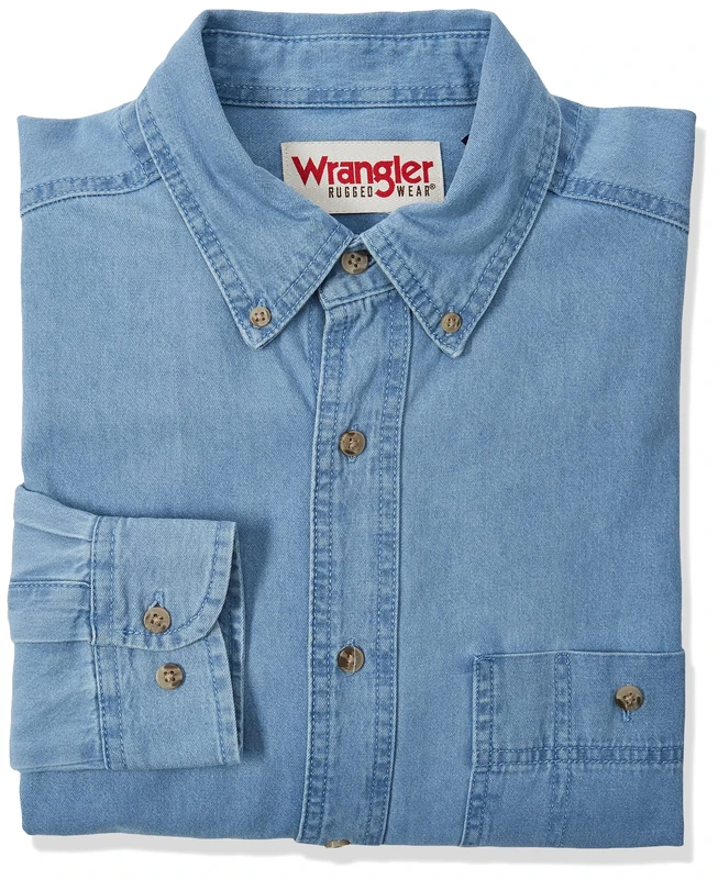 Wrangler Men's Denim Shirt, Denim, XL Tall