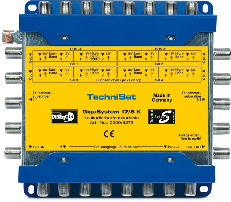 TechniSat GIGASYSTEM 17/8 K Multiswitch Cascade for 8 Additional Participants, 4 Orbit Positions