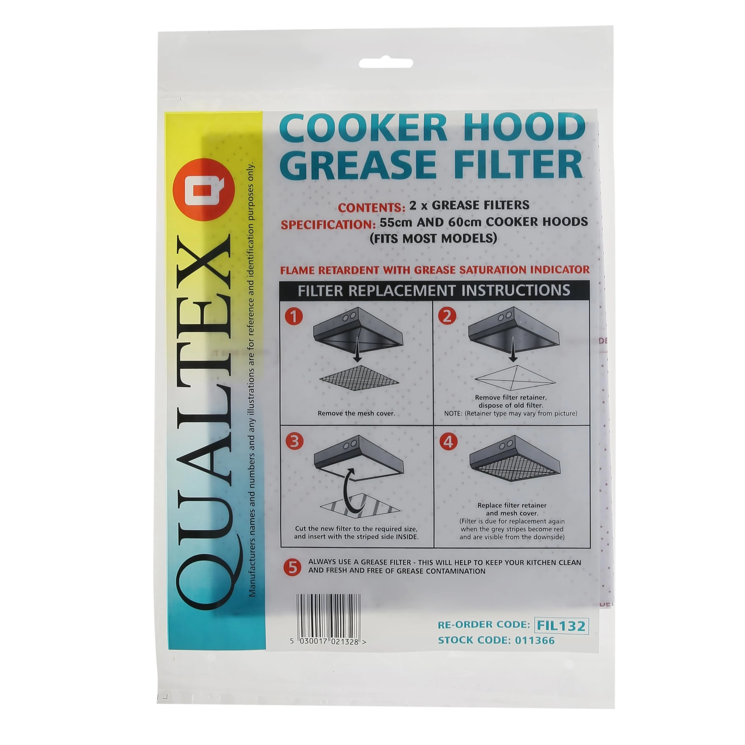 Universal Cooker Hood Grease Filters - Pack of 2