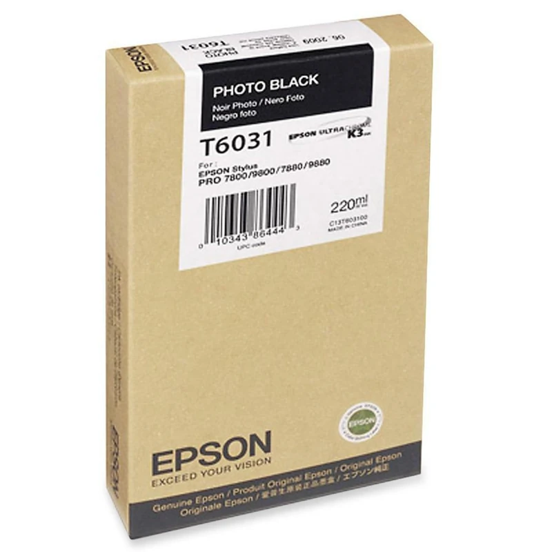 Epson 220 ml Ink Cartridge for Stylus Pro, Black, Genuine