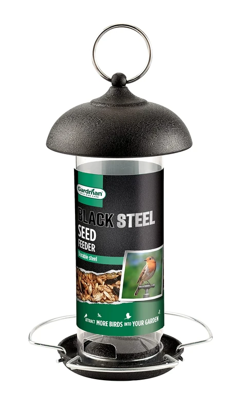 Gardman A01172 Black Steel Wild Bird Seed Feeder, 17.5 x 18 x 3.5 cm