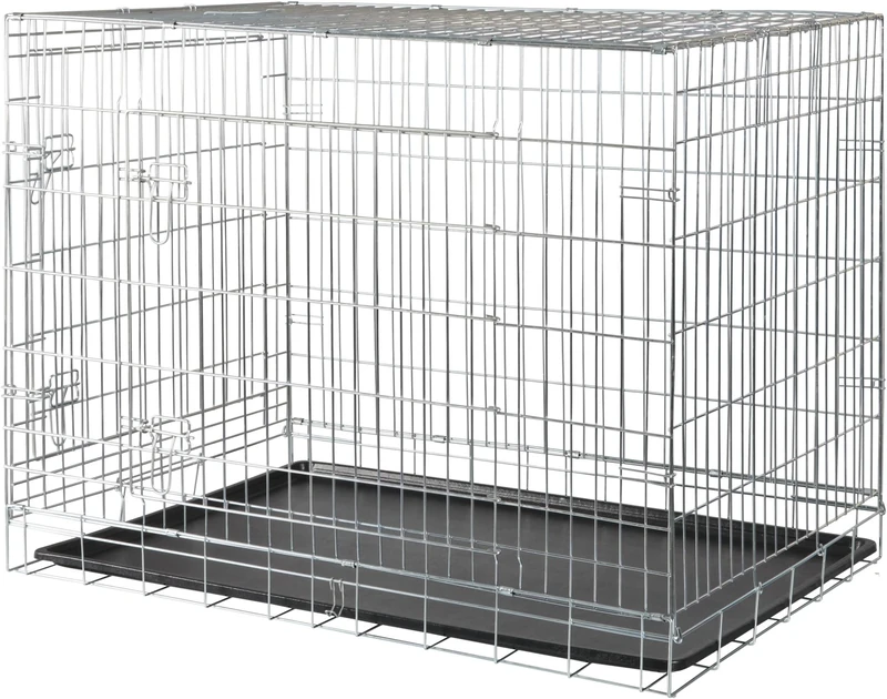 TRIXIE Dog Crate Home – Size XL: 116 × 86 × 77 cm – Foldable Metal Dog Cage with 2 Doors, Secure Latches and Galvanised Frame – Includes Base Tray – For Home and Travel – 3926