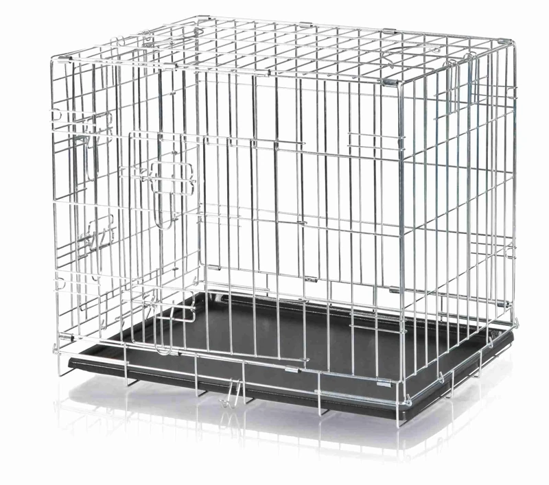 TRIXIE Dog Crate Home – Size S: 64 × 54 × 48 cm – Foldable Metal Dog Cage with 2 Doors, Secure Latches and Galvanised Frame – Includes Base Tray – For Home and Travel – 3922