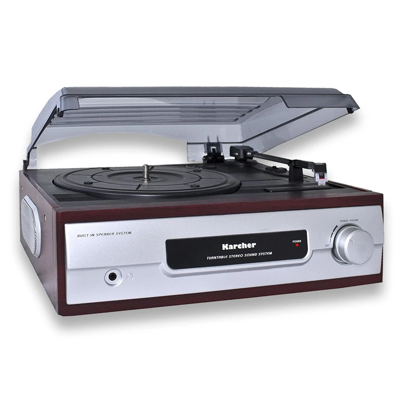 Karcher KA 8050 Record Player with in-built Speakers Silver - Image 1