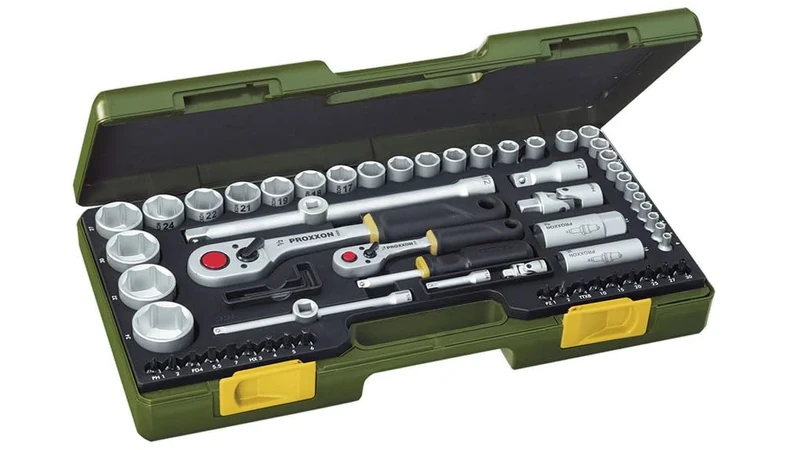 Proxxon 23286 Socket Set, 0 V, Multi-Colour, 1/4-1/2-Inch, Set of 65 Piece