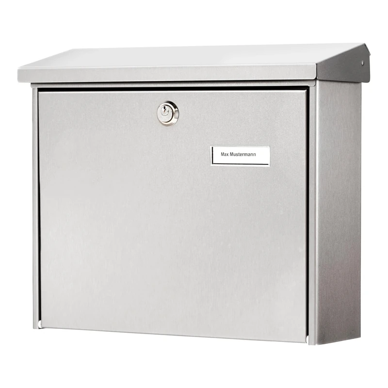 BURG-WÄCHTER Stainless Steel Letterbox with Hinged Pain Canopy, A4 Throw-in Format, EU Norm EN 13724, Amrum 3867 Ni