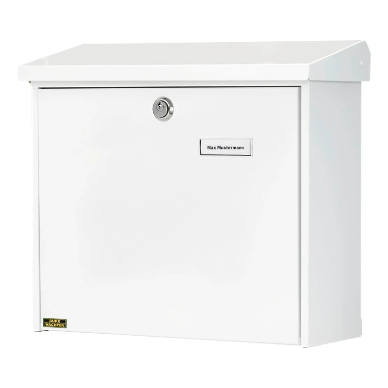 BURG-WÄCHTER Letterbox with Hinged Rain Canopy, A4 Throw-in Format, EU Norm EN 13724, Galvanized Steel, Comfort 913 W, White