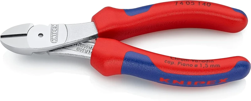 KNIPEX High Leverage Diagonal Cutter Chrome-Plated with Multi-Component Handles 140 mm, 74 05 140
