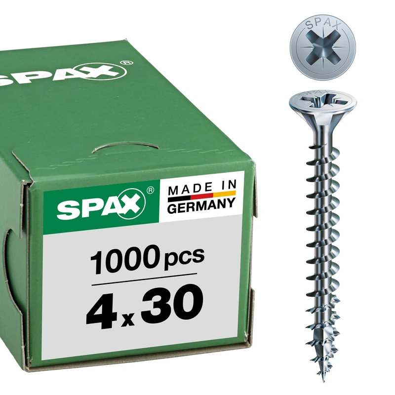 Spax Screw Spax Countersunk Head Phillips Screws Thread or Cross total-acier ZINGUE White, 0/1030/001/ 4,0/ 30/ /01