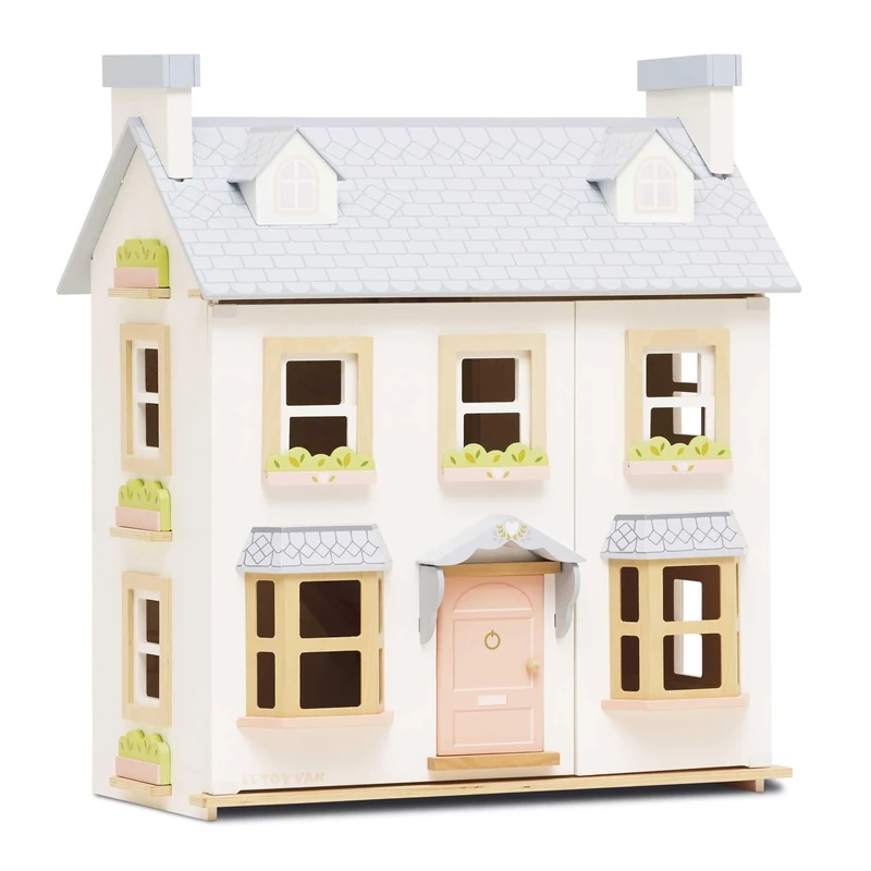Papo Le Toy Van - Mayberry Manor Doll House Large Wooden Doll House | Girls & Boys 3 Storey Wooden Dolls House Play Set - Suitable For Ages 3+,61 x 35 x 67cm, Pink, Blue - Image 1