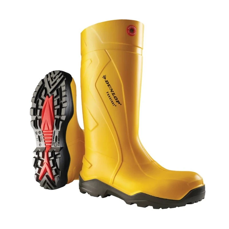 DUNLOP Purofort+ - Unisex Full Safety Waterproof Work Boots, Yellow, Antistatic and Slip-Resistant Wellies with Steel Toecap and Midsole for Outdoor, Construction and Industrial Use - EU44, UK10