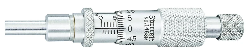 Starrett V1463MRL Stainless Steel Micrometre Head, 0-13mm Range, 0.002mm Graduation, +/-0.00125mm Accuracy, Ratchet Stop Thimble, Lock Nut