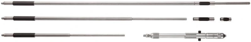 Starrett 124MC Solid-Rod Vernier Inside Micrometers Set, 200-800 mm Range, 0.01 mm Graduation, +/-0.003" Accuracy, Without Case