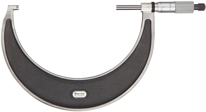 Starrett 226RL-6 Outside Micrometer, Ratchet Stop, Lock Nut, 5-6" Range, 0.001" Graduation, +/-0.00015" Accuracy
