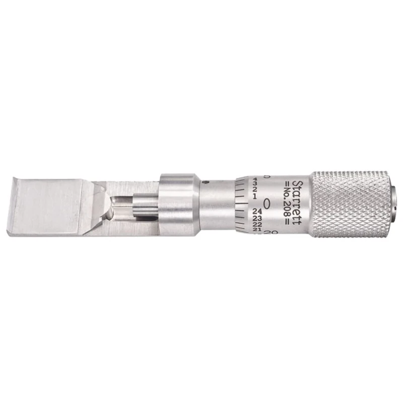 Starrett 208Z Can Seam Micrometer, Plain Thimble, 0-0.375" Range, 0.001" Graduation, Without Depth Gauge