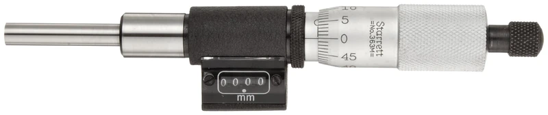 Starrett 363MRL Digital Micrometer Head, 0-25 mm Range, 0.01 mm Graduation, +/-0.002 mm Accuracy, Ratchet Stop Thimble, Lock Nut