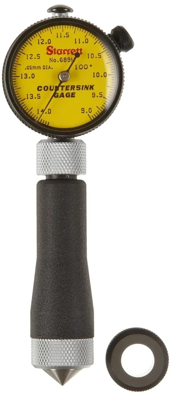 Starrett 689M-3Z Millimetre Reading Countersink Gauge With Yellow Dial, 100 Degree Angle, 9-14.2mm Range