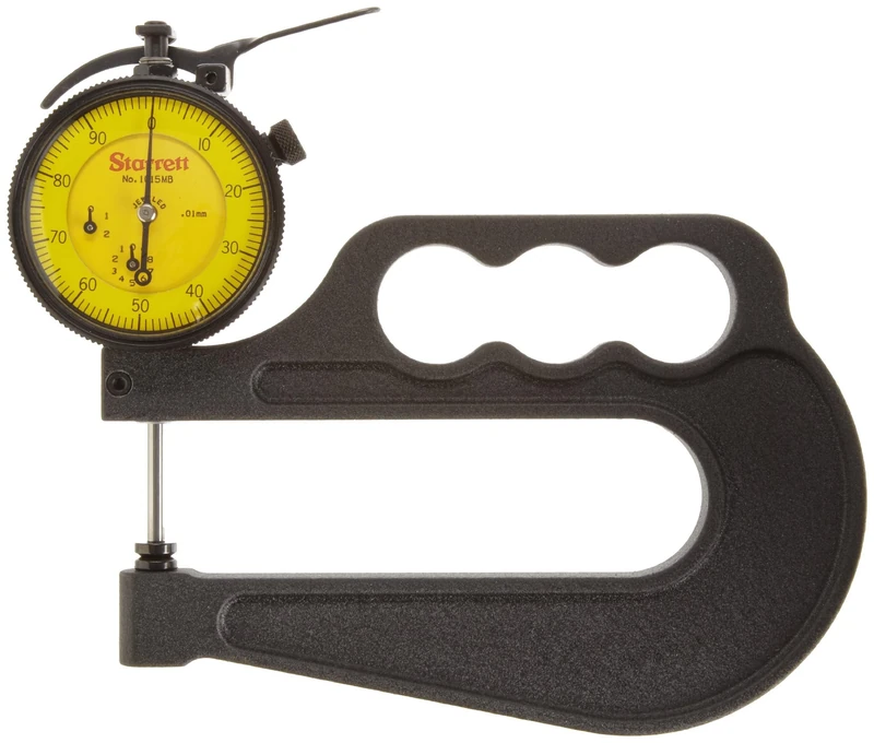 Starrett 1015MB-100 Millimetre Reading Portable Dial Indicator 1015MB-881J Thickness Gauge Without Case, 0.01mm Graduation, 25mm Range, 0-100 Dial Reading
