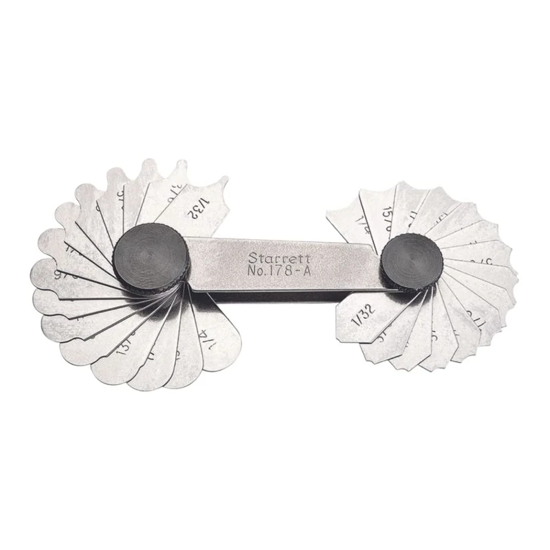 Starrett 178A Inch Reading Fillet Or Radius Gauge With Locking Device, 1/32-1/4" Range, 1/64" Increment, 30 Leaves