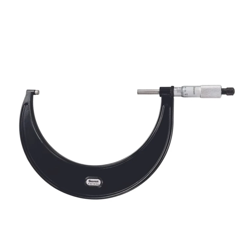 Starrett V436.1MXRL-150 Outside Micrometre, Ratchet Stop, Lock Nut, Carbide Faces, 125-150mm Range, 0.001mm Graduation, +/-0.004mm Accuracy