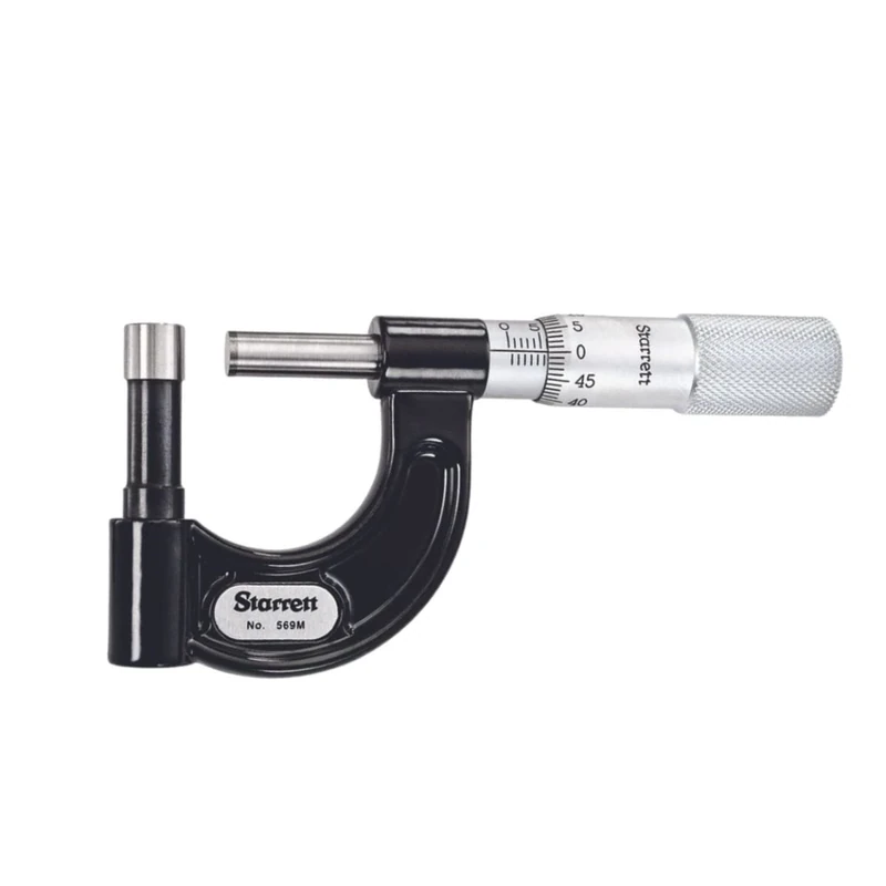 Starrett 569MBXP Tube Micrometre, Plain Thimble, Carbide Faces, 0-25mm Range, 0.01mm Graduation, 9.5mm Min. Hole Size