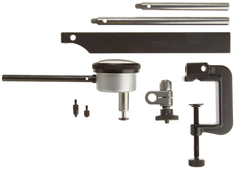 Starrett 651MA1Z Dial Indicator without Deep Hole Attachment, 9.5mm Stem Dia., Back Plunger, Yellow Dial, 0-100 Reading, 43mm Dial Dia., 0-5mm Range, 0.01mm Graduation