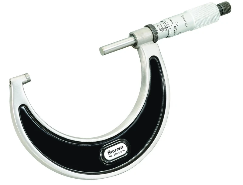 Starrett 226RL-3 Outside Micrometer, Ratchet Stop, Lock Nut, 2-3" Range, 0.001" Graduation, +/-0.0001" Accuracy