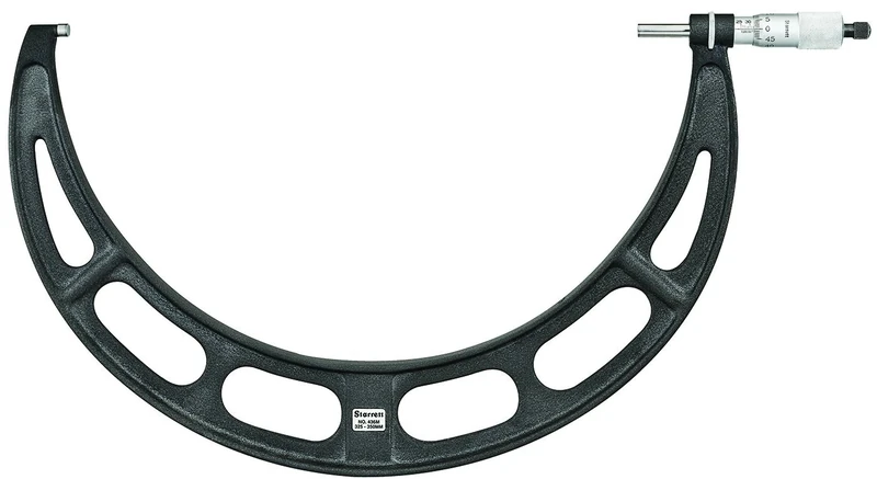 Starrett 436MXRLZ-375 Outside Micrometer, Ratchet Stop, Lock Nut, Carbide Faces, 350-375 mm Range, 0.01 mm Graduation, +/-0.008 mm Accuracy
