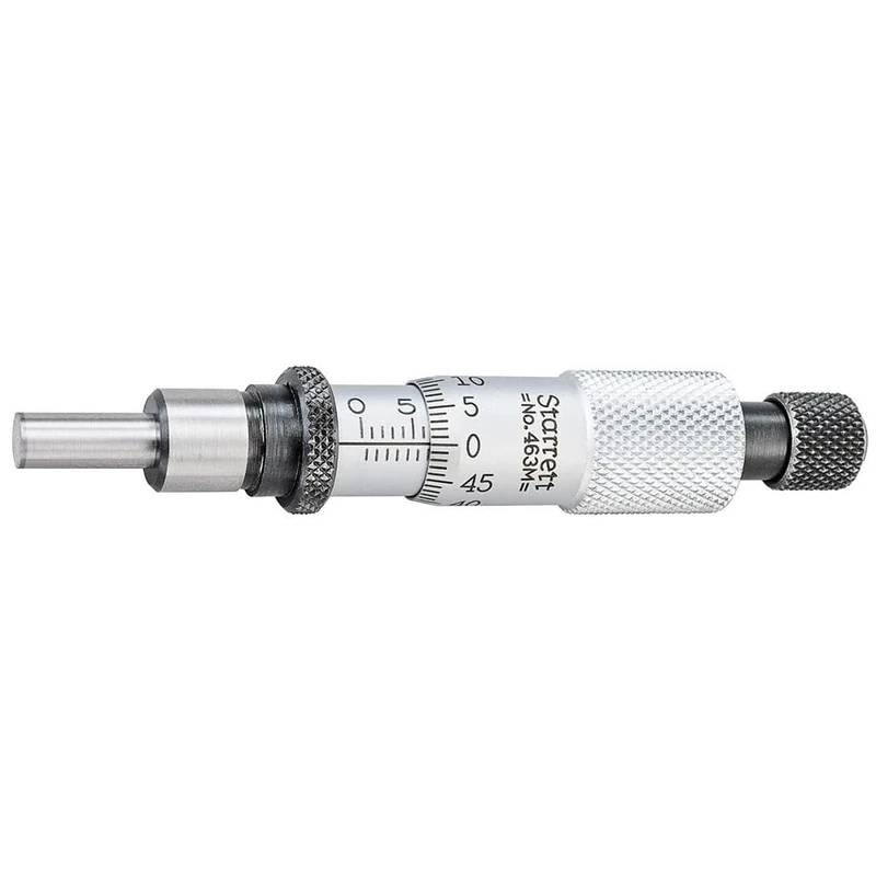 Starrett 463MXRL Micrometre Head, 0-13mm Range, 0.01mm Graduation, +/-0.002mm Accuracy, Ratchet Stop Thimble, Lock Nut, Carbide Face - Image 1