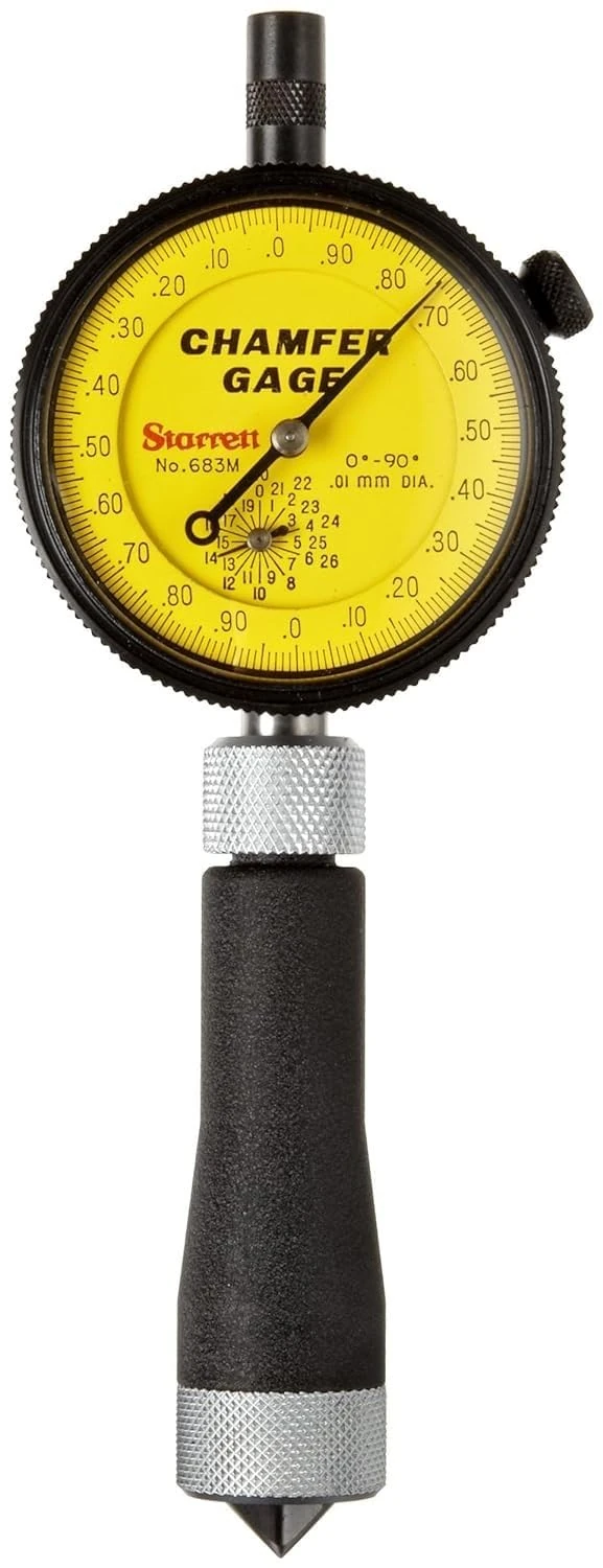 Starrett 683M-2Z Millimetre Reading Internal Chamfer Gauge With Yellow Dial, 0-90 Degree Angle, 0-12.7mm Range