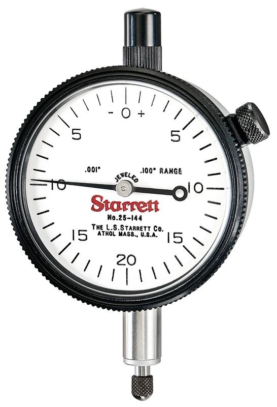 Starrett 25-144J Dial Indicator, Range: .100", Dial Reading: 0-20-0