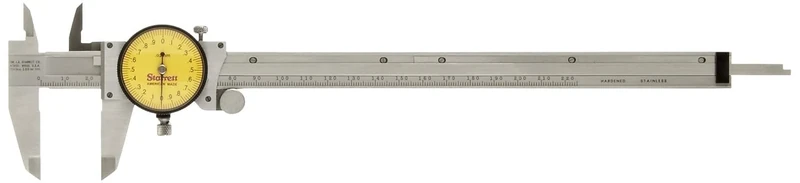 Starrett 120MZ-300 Dial Calliper, Stainless Steel, Yellow Face, 0-300 mm Range, +/-0.03 mm Accuracy, 0.02 mm Resolution