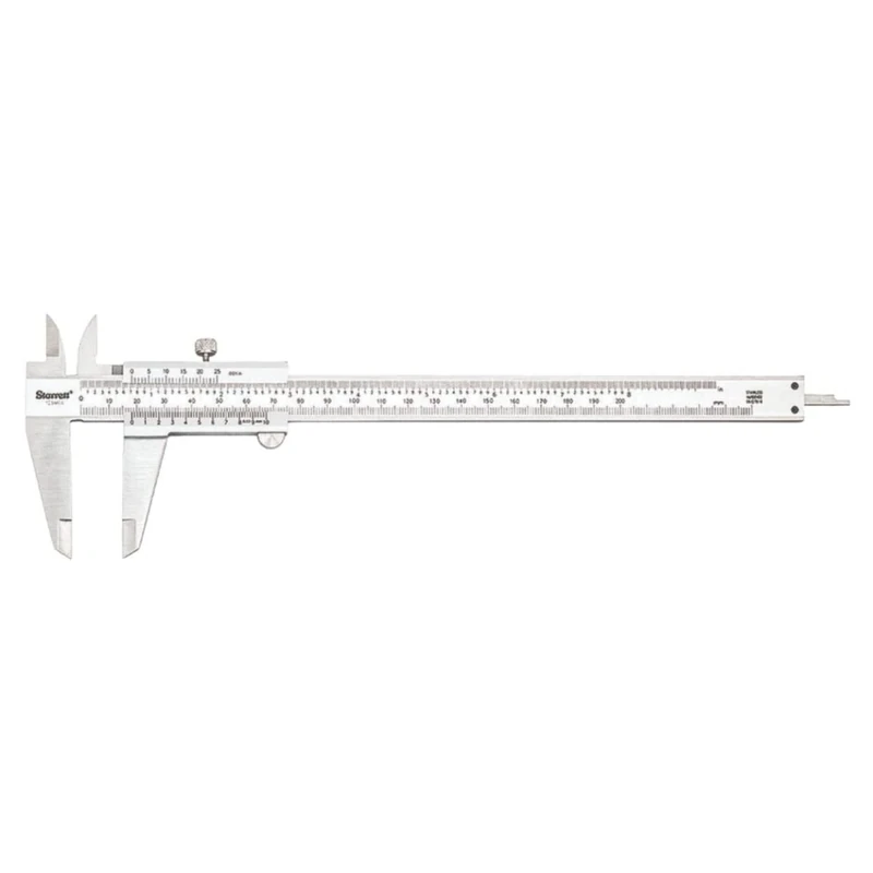 Starrett 125MEA-8/200 Vernier Caliper, Stainless Steel, Inch/Metric, 0-8/0-200 mm Range, 0.001''/0.02 mm Resolution