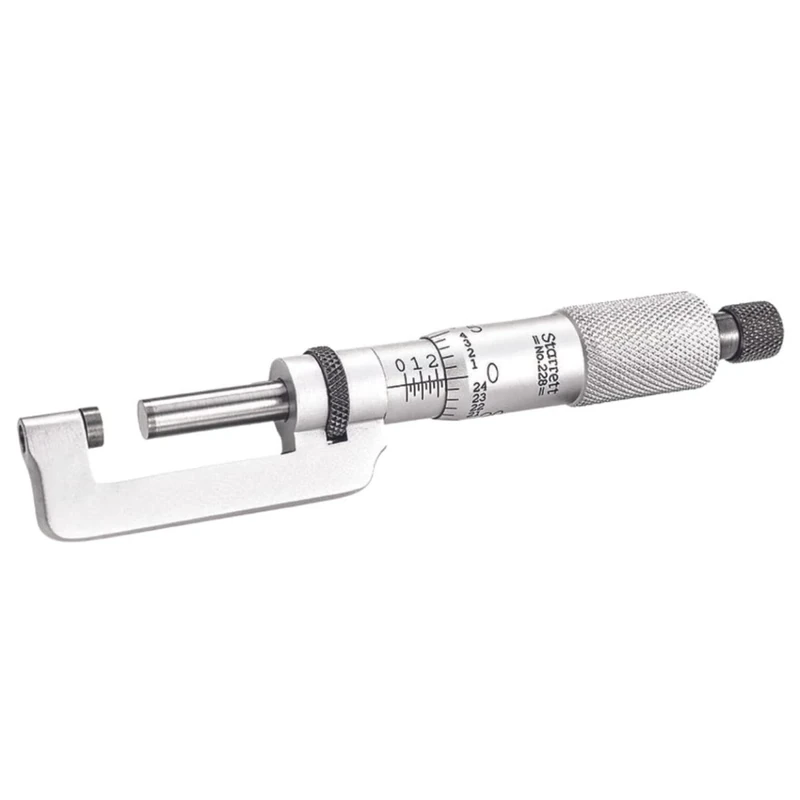 Starrett 228XRL Hub Micrometer, Ratchet Stop, Lock Nut, Carbide Faces, 0-1" Range, 0.001" Graduation