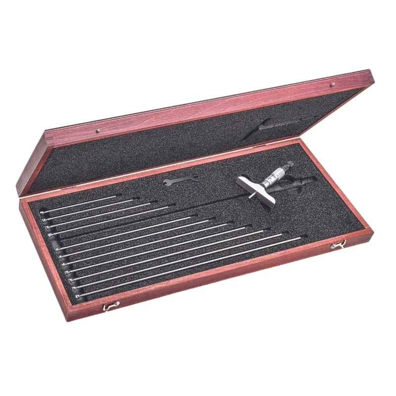 Starrett 445AZ-12RL Vernier Depth Gauge, Ratchet Stop, Lock Nut, Micrometre Type, 0-12" Range, 0.001" Graduation, 3" Base, 12 Rods, +/-0.0001" Accuracy