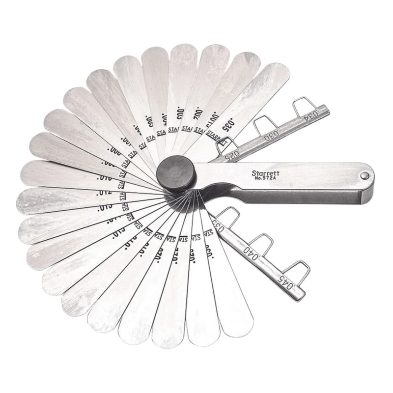 Starrett 572A Thickness Feeler Gage, 0.0015-0.035" Thickness, Straight 1/2" Width, 3-1/2" Length, 22 Leaves