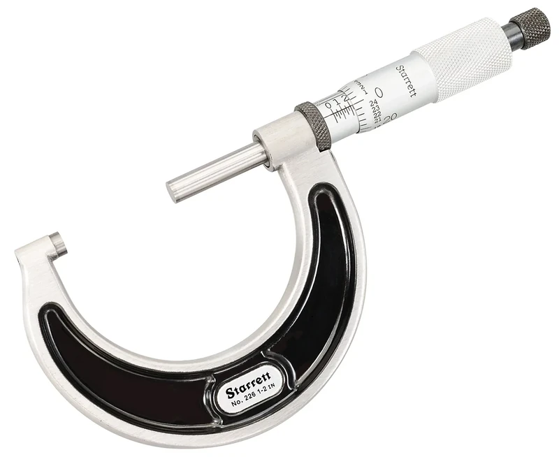 Starrett T226XRL-2 Outside Micrometer, Ratchet Thimble, Carbide Anvil, 1-2"