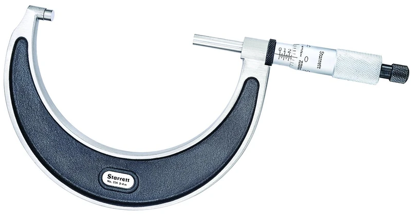 Starrett 226RL-4 Outside Micrometer, Ratchet Stop, Lock Nut, 3-4" Range, 0.001" Graduation, +/-0.00015" Accuracy