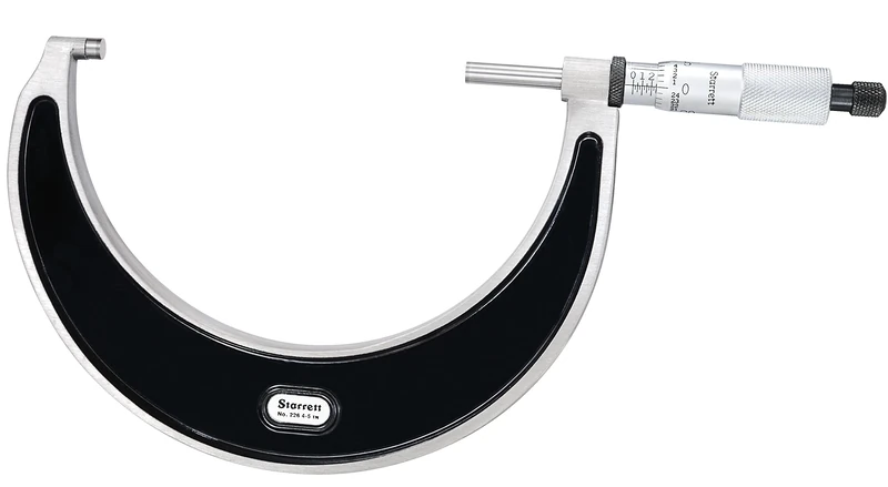 Starrett T226XRL-5 Outside Micrometer, Ratchet Thimble, Carbide Anvil, 4-5"