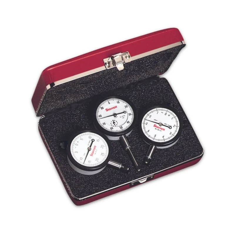 Starrett S253Z Dial Indicator Set, Set Of 3-Inch Reading Dial Indicators: 25-111J, 25-131J And 25-441J, Aged Group 2, Jewelled Bearings, Lug-On- Centre Back