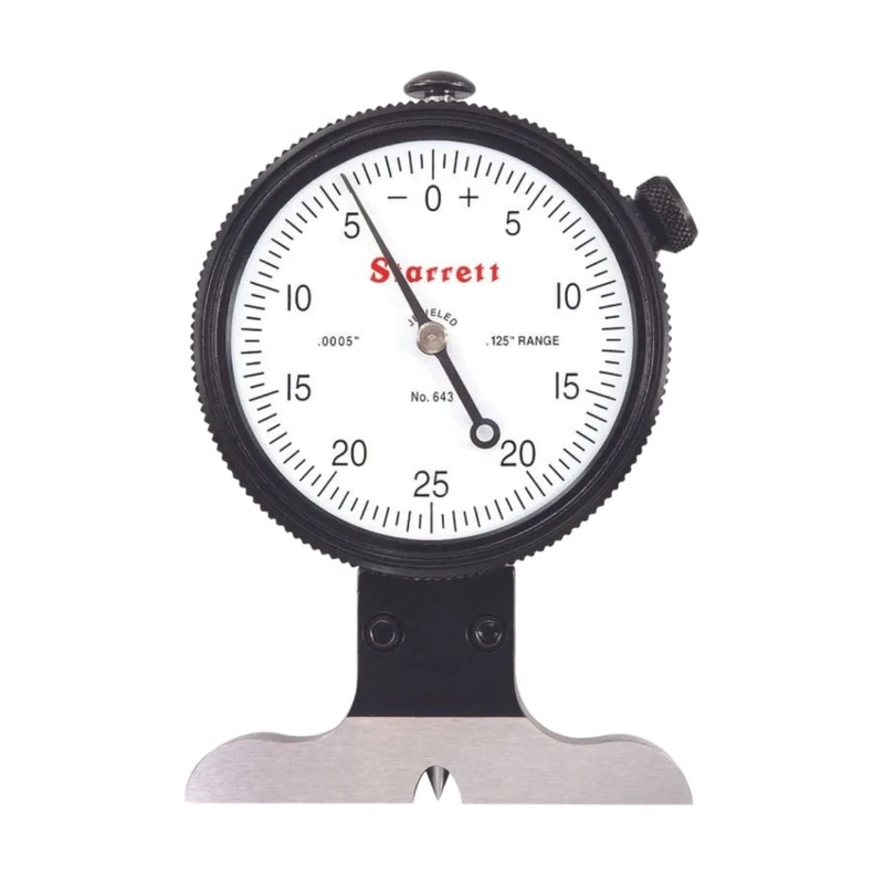 Starrett 643J 643 Series Dial Depth Gauge, Indicator Type, 0-0.125" Range, 0.0005" Graduation, Without Case, 1 GRAD for first 2 1/2 REVS Accuracy
