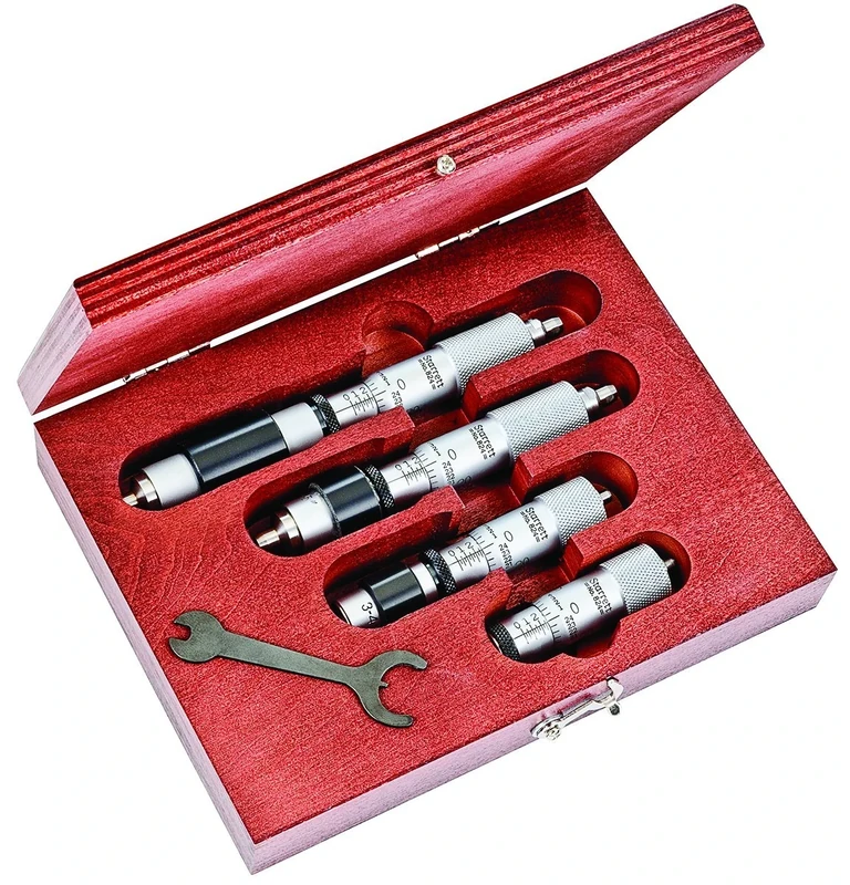 Starrett S824AZ Fixed Range Vernier Inside Micrometres Set, 2-6" Range, 0.001" Graduation, +/-0.0001" Accuracy (4 Piece Set)