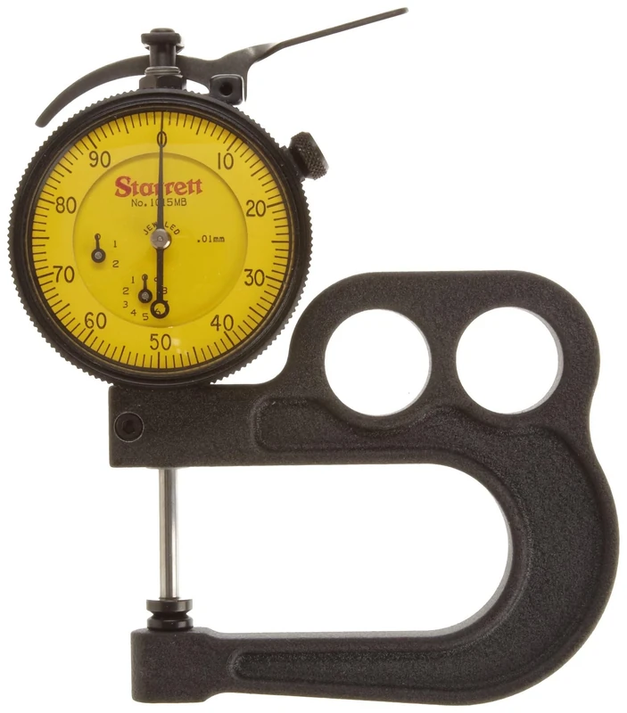 Starrett 1015MB Millimetre Reading Portable Dial Indicator -881J Thickness Gauge Without Case, 0.01mm Graduation, 25mm Range, 0-100 Dial Reading